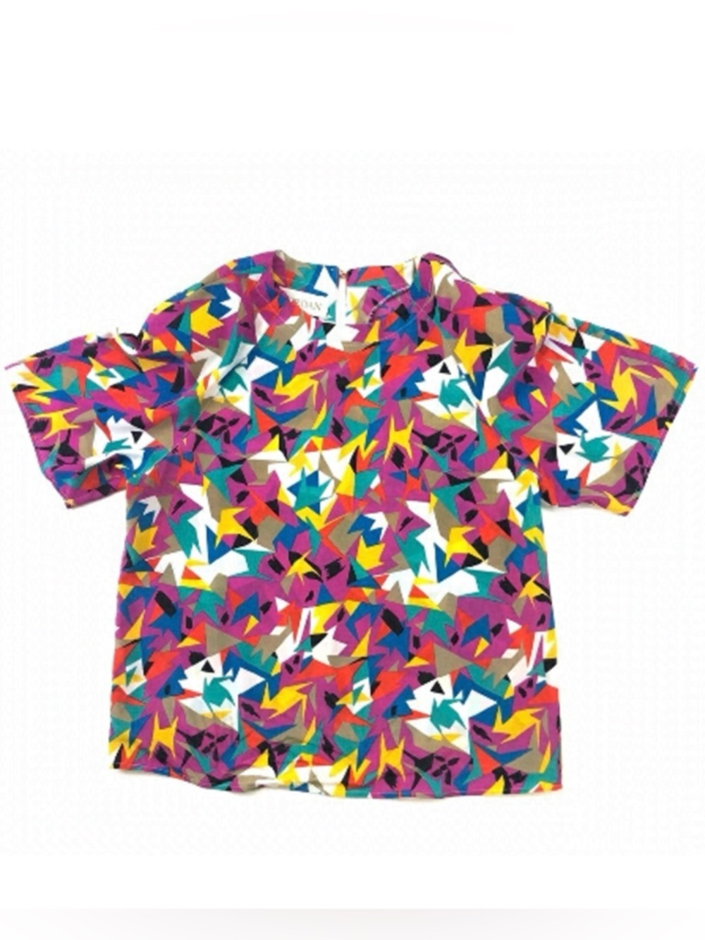 Vintage ‘80’s bright multicoloured shirt sleeve top Medium/Large